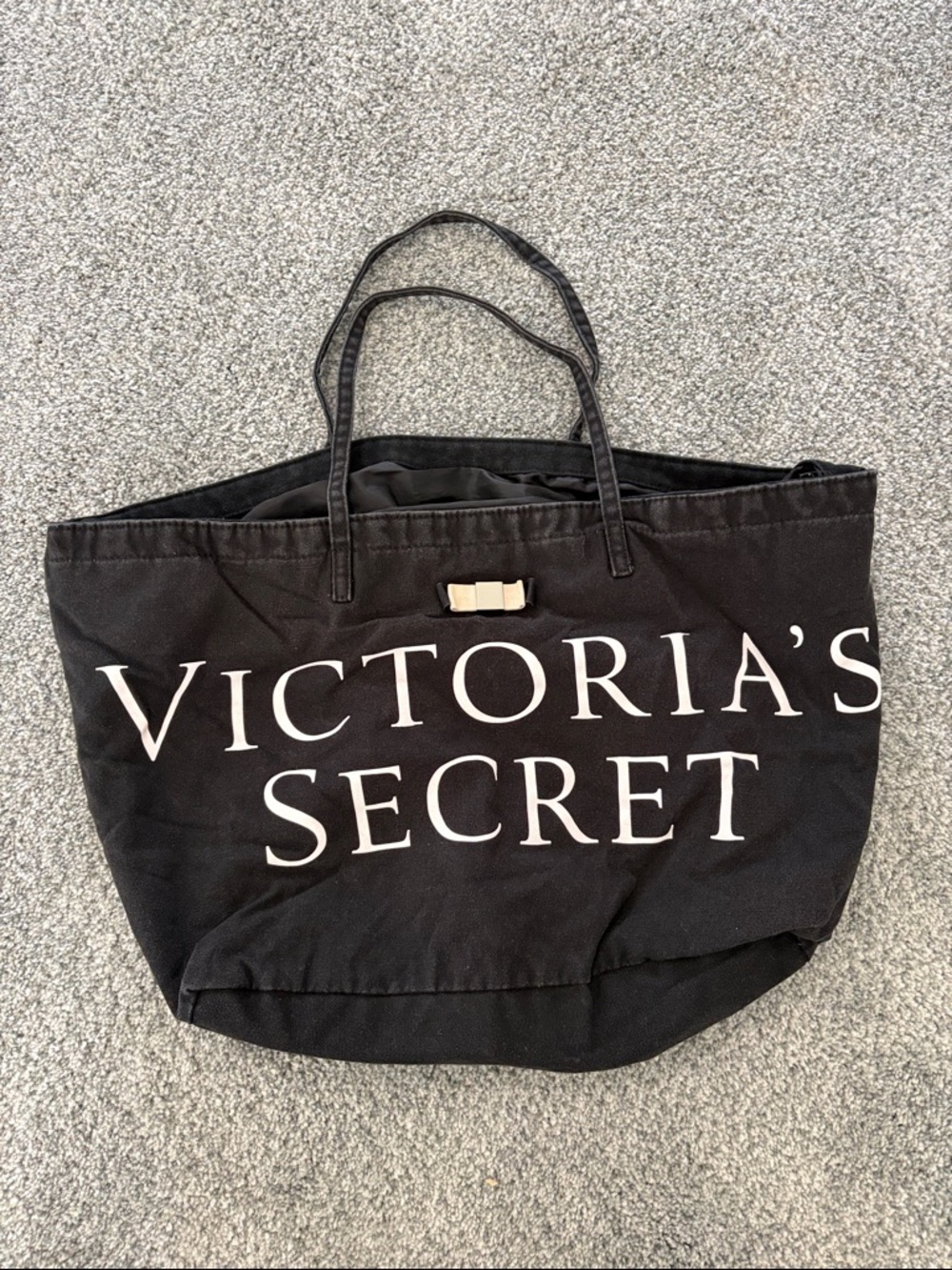 Victoria's Secret Black Canvas Logo Tote Bag